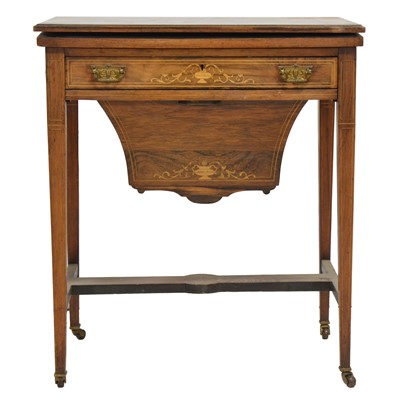 Lot 403 - Victorian inlaid rosewood work table
