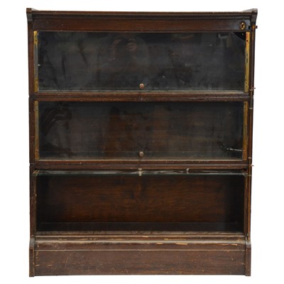 Lot 352 - Oak three-heights section bookcase