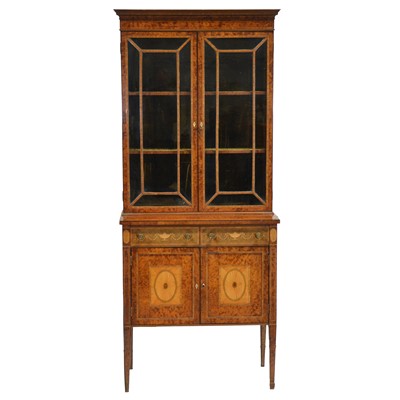 Lot 330 - Victorian marquetry birds eye maple bookcase