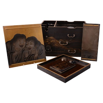 Lot 28 - Japanese writing implement cabinet, signed Koma Yasutada saku