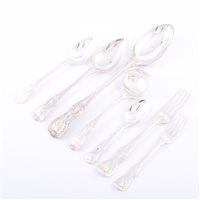 Lot 115 - Part canteen of Victorian silver King's...