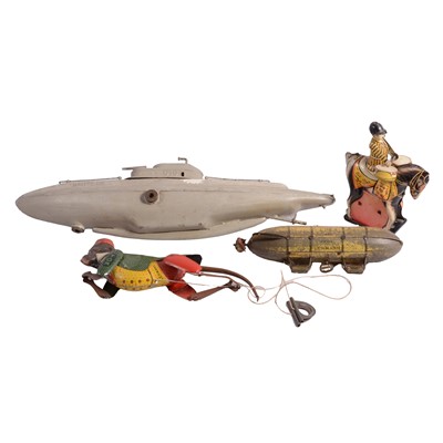 Lot 206 - Quantity of tin-plate toys including a Lehmann Blimp