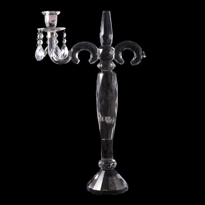 Lot 33 - Large lead crystal three-light candelabra
