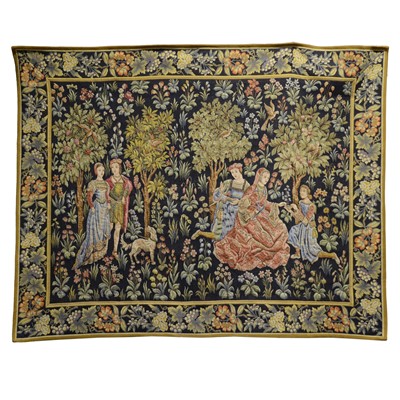 Lot 308 - Large Scenes Galantes loom woven tapestry wall hanging, by Hines of Oxford
