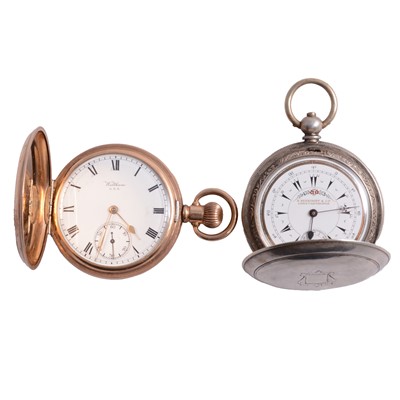 Lot 1025 - Waltham and K Serkisoff - two full hunter pocket watches.