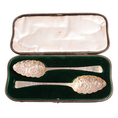 Lot 366 - Pair of Georgian silver-gilt serving spoons, John, Henry & Charles Lias, London 1826.