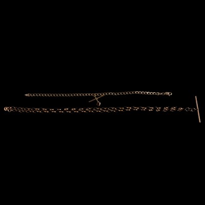 Lot 340 - A 9 carat yellow gold chain link necklace and bracelet.