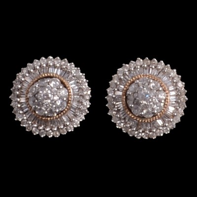 Lot 429 - A pair of diamond cluster earrings.