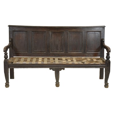 Lot 448 - Joined oak settle, 18th century