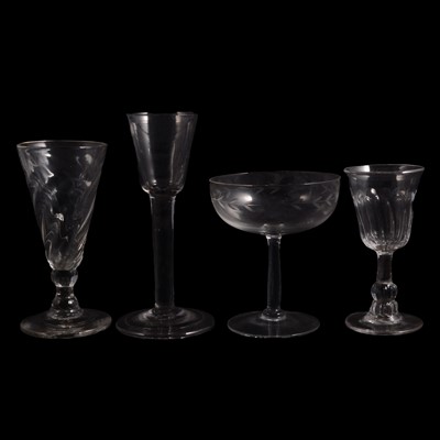 Lot 57 - English wine glass, 18th Century and three other glasses