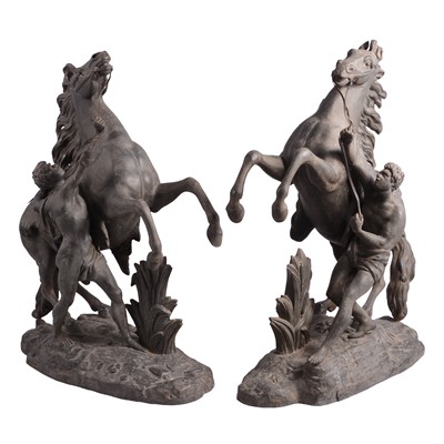 Lot 127 - Pair of large spelter Marley Horses