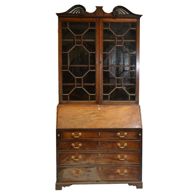Lot 466 - Georgian mahogany bureau bookcase
