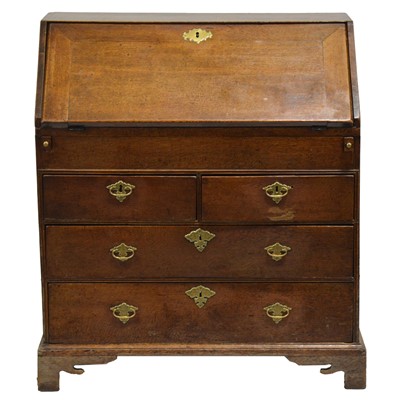 Lot 472 - George III country-made oak bureau