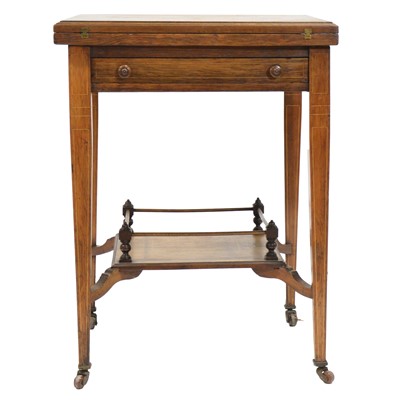 Lot 361 - Late Victorian rosewood and marquetry envelope-top card table