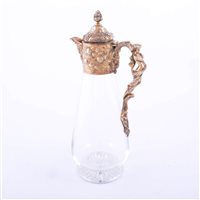 Lot 136 - Victorian silver gilt mounted claret jug,...