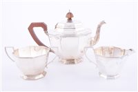 Lot 140 - Three-piece silver tea set Adie Bros Limited,...