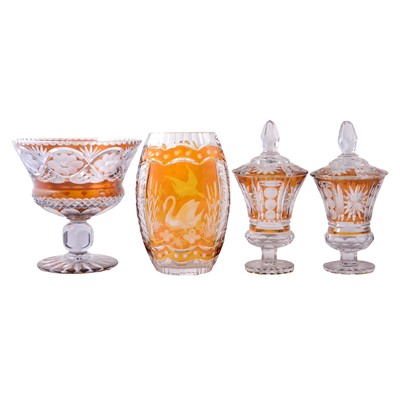Lot 15 - Suite of amber overlaid and cut glass