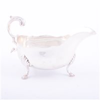 Lot 142 - George II style silver sauceboat, Atkin...