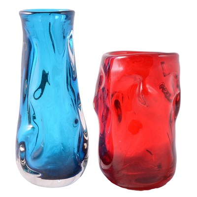 Lot 7 - Two Whitefriars mid-century glass vases, 'Knobbly' series