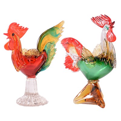 Lot 6 - Two Venetian glass decorative cockerels