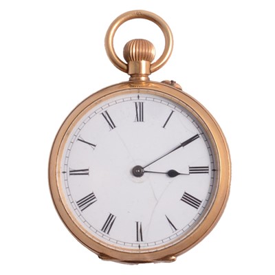 Lot 1005 - A yellow metal small open face pocket watch.