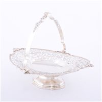 Lot 147 - Silver navette shape dessert basket, Walker &...