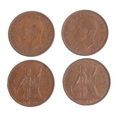 Lot 281 - Collection of 1950 and 1951 pennies.