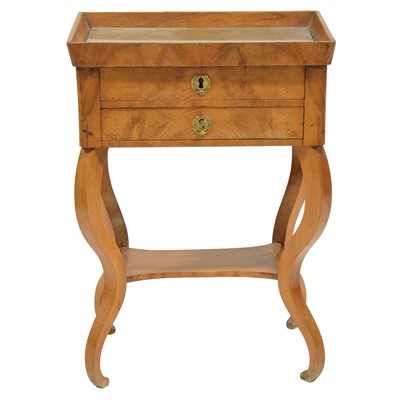 Lot 353 - Dutch satin walnut and mixed wood work table