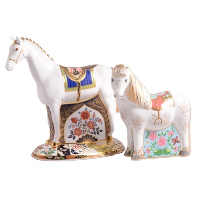 Lot 94 - Royal Crown Derby, two limited edition equestrian paperweights