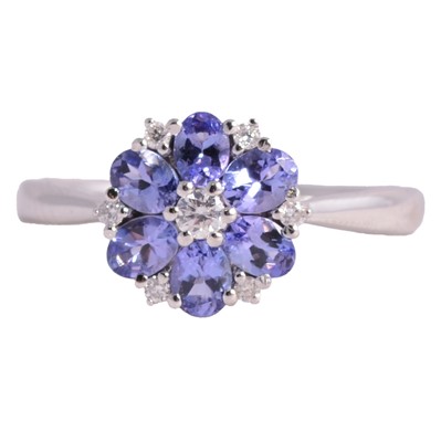Lot 69 - A tanzanite and diamond ring.