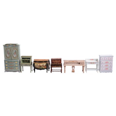 Lot 253 - Collection of doll's house miniature painted furniture, by Janice McGann, early 1990s