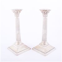Lot 151 - Pair of silver Corinthian column table...