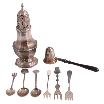Lot 335 - Silver caster, small silver cutlery, etc.