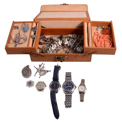 Lot 1271 - Collection of silver, white metal, metal, and costume jewellery, and wristwatches