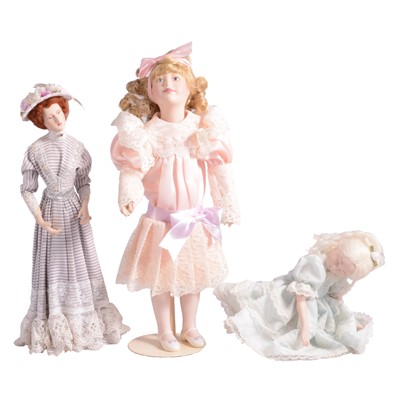 Lot 201 - Four large boxes of assorted porcelain costume dolls