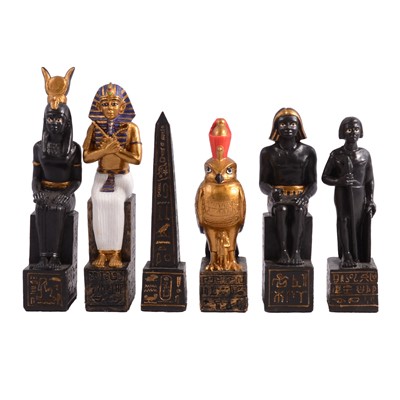 Lot 121 - Painted resin chess set, Ancient Egypt theme