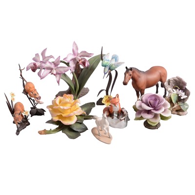 Lot 73 - Small quantity of continental porcelain floral arrangements and animal figures