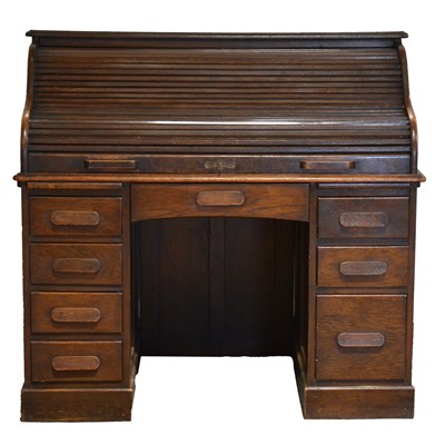Lot 337 - Oak roll top desk