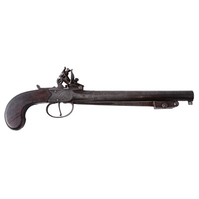 Lot 170 - Spencer of London, long-barrelled flintlock pistol with flick-out bayonet
