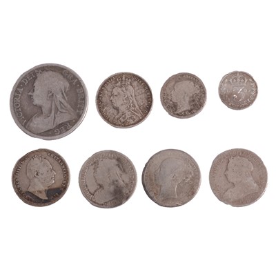 Lot 278 - Collection of British pre-1920 silver content coins, George III and later.