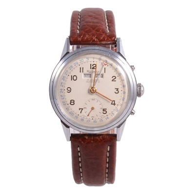 Lot 1074 - Rotary - a gentleman's triple date stainless steel automatic wristwatch.