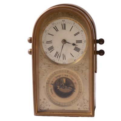 Lot 114 - Brass cased desk clock and barometer
