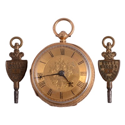 Lot 1008 - An 18 carat yellow gold small open face pocket watch