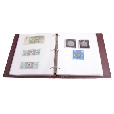 Lot 306 - Collection of British and overseas coins and banknotes, some silver content.