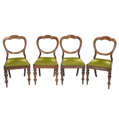 Lot 345 - Set of six Victorian mahogany balloon back dining chairs