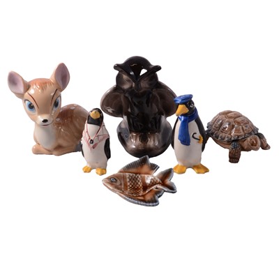 Lot 37 - Collection of Wade figures, trinket boxes, pin dishes, posy vases etc.