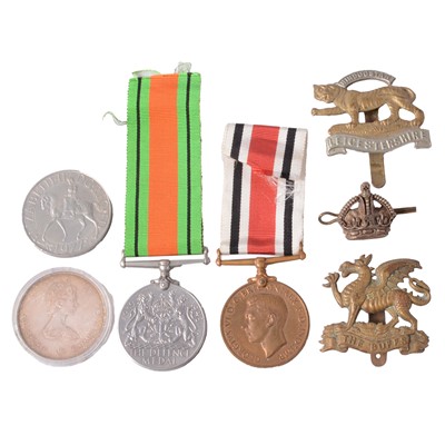 Lot 204 - Canada $5 Montreal Olympics (1976) coin; other coins; WW2 medal; Special Constabulary Medal; and military badges.