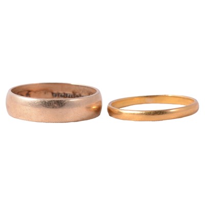 Lot 175 - A 22 carat gold wedding band, and a 9 carat gold wedding band.