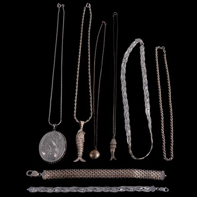 Lot 1261 - A collection of silver and white metal jewellery.