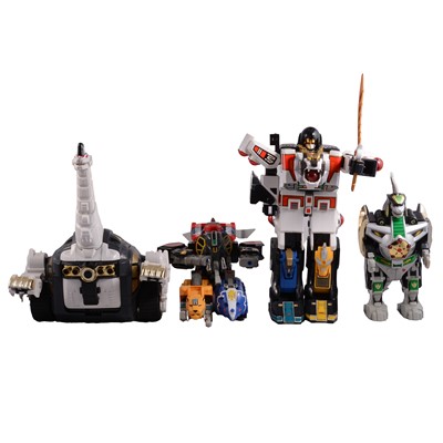 Lot 181 - Ban Dai, Power Rangers - two boxes containing large Zords, Tiger Sabre, Dinozord, etc